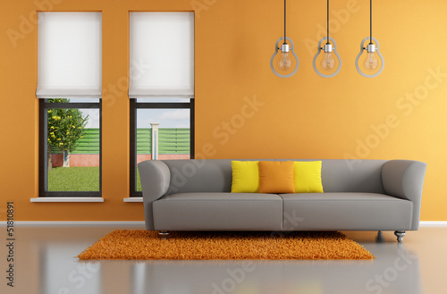Illustration: Minimalist orange living room Minimalist orange living room