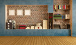 Empty retro  living room
