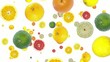 Citrus Fruits falling down (ends on blue)