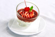 Ice cream with strawberry sauce