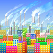 varicoloured city with the factory seamless