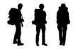 set of male backpacker silhouettes