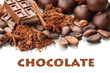 Composition of chocolate sweets, cocoa and spices, isolated