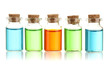 Bottles with basics oils isolated on white