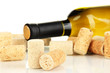 Wine and corks isolated on white