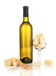 Wine and corks isolated on white