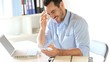 Businessman being happy looking at smartphone