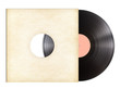 vinyl music disc in paper sleeve isolated