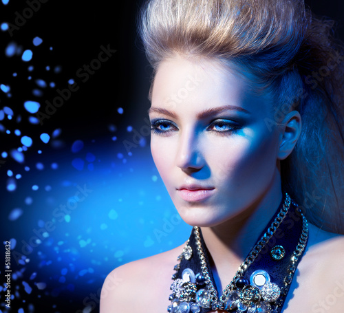 Photo: Fashion Rocker Style Model Girl Portrait. Hairstyle Fashion Rocker Style Model Girl Portrait. Hairstyle