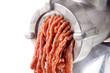 Foto: minced meat comes fresh from a mincer minced meat comes fresh from a mincer