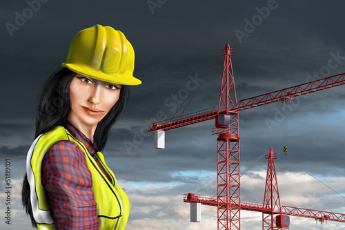 Illustration: Female construction worker Female construction worker