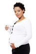 Photo: Pregnant woman with a toy airplane Pregnant woman with a toy airplane
