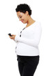 Photo: Beautiful pregnant woman dialing a number Beautiful pregnant woman dialing a number