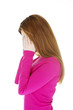 Woman with headache or problem