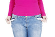 Woman with empty pockets