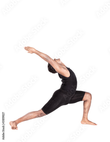 Photo: Yoga warrior pose on white Yoga warrior pose on white