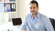 Man in office presenting company