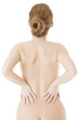 Foto: Woman with pain in her back. Woman with pain in her back.
