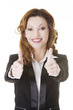 Photo: Business woman with thumbs up, ok gesture Business woman with thumbs up, ok gesture