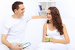 Young happy couple at hone together s