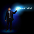Businessman with light shining