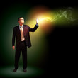Businessman with light shining