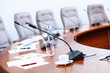 Conference hall with microphones