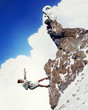 businesswoman climbing mountain