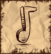 Music note icon isolated on vintage background