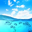 Sea wave with bubbles