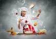 Asian female cooking with magic