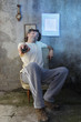 tired man watching television