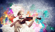 Gorgeous woman playing on violin