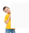 boy with blank paper sheet