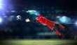 Goalkeeper catches the ball