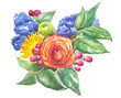 Watercolor Bouquet of Colorful Flowers