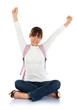 excited Asian female student