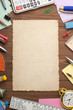office supplies and aged paper
