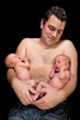 Young father with twins