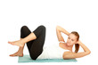 canvas print picture - A sportive young woman lying on the floor