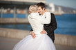 bride and groom at wedding day