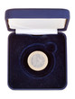 one euro coin in open black case