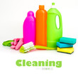 cleaning supplies and gloves i