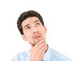 Thinking businessman looking up