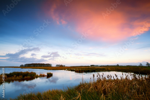 Photo: sunset over river in Drenthe sunset over river in Drenthe