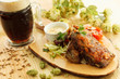 grilled meat with beer