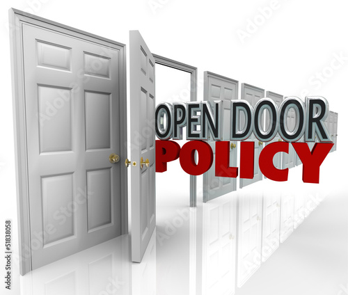 Illustration: Open Door Policy Words Management Welcome Communication Open Door Policy Words Management Welcome Communication