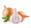 Garlic And Onion Isolated On W...