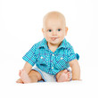 Foto: Cute baby boy against white background Cute baby boy against white background