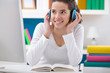 teenager girl listening music